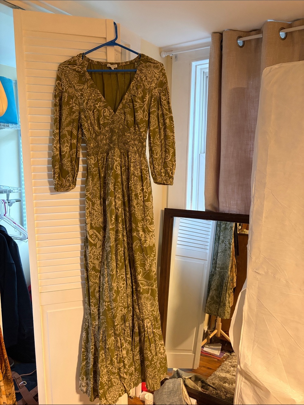 Patrons of Peace Olive Green Floral Maxi Dress